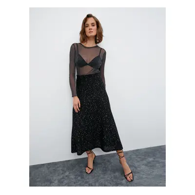 Melis Ağazat X Koton - Sequined Flared Midi Skirt