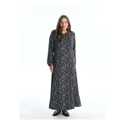 LC Waikiki LCW Grace Women's Tie-Up Collar Flower Long Sleeve Dress