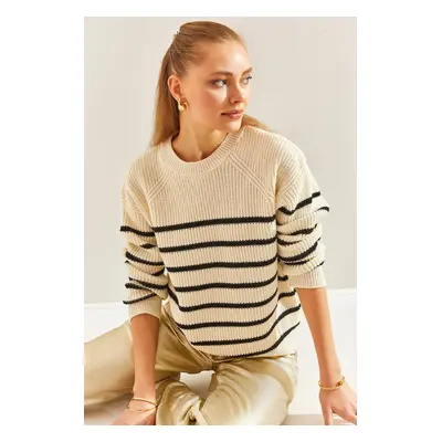 Bianco Lucci Women's Striped Thessaloniki Knitted Knitwear Sweater