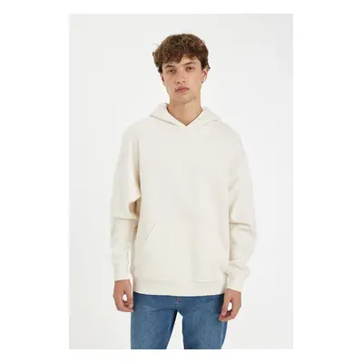 DEFACTO Oversize Wide Pattern Hooded Kangaroo Pocket Basic Plain Sweatshirt