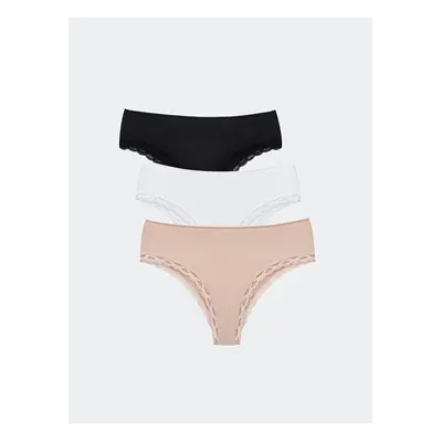 LC Waikiki LCW Lace Detail Brazilian Panties 3-Pack