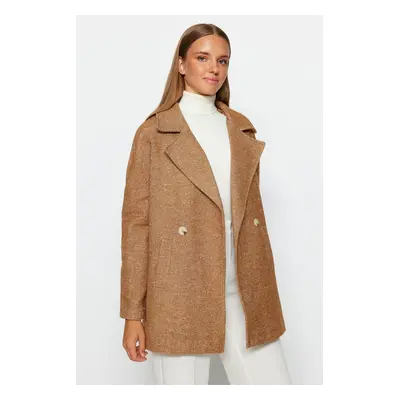 Trendyol Camel Oversize Wide Cut Stamped Coat