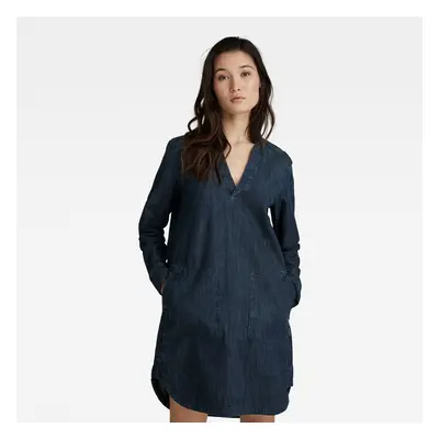 G-STAR Dress - Millery V neck shirt dress l\s blue