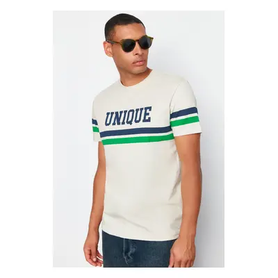 Trendyol Stone Regular Cut College Printed 100% Cotton T-Shirt