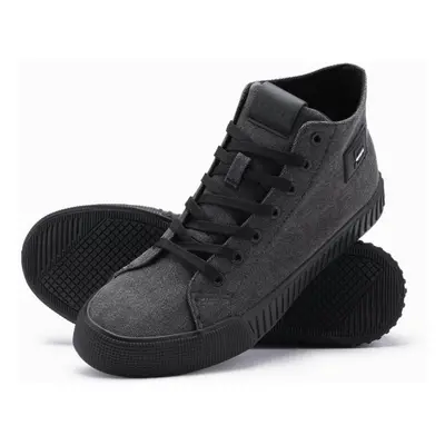 Ombre Men's high top canvas sneakers shoes - black