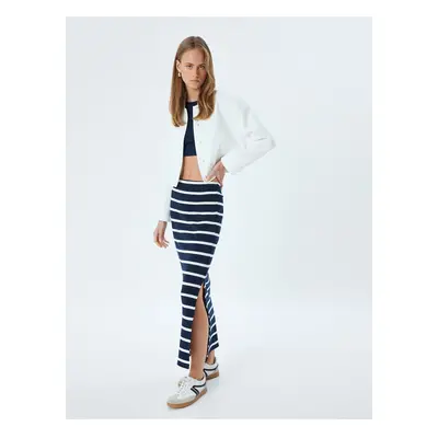 Koton Standard Waist Long Pencil Skirt with Side Slit Detail