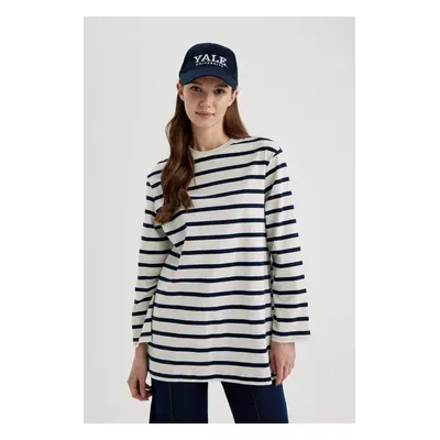 DEFACTO Regular Fit Crew Neck Striped Long Sleeve Tunic