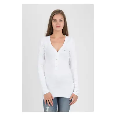 Tommy Jeans T-shirt - TJW ORIGINAL RIB HENLEY white