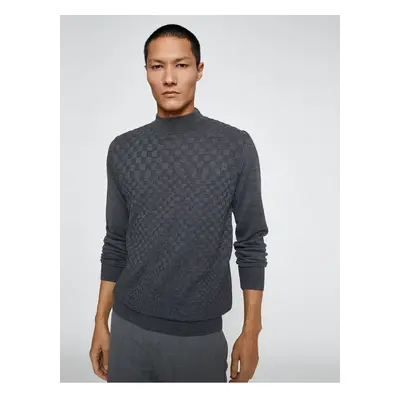 Koton Basic Knitwear Sweater Half Turtleneck Long Sleeve Geometric Patterned