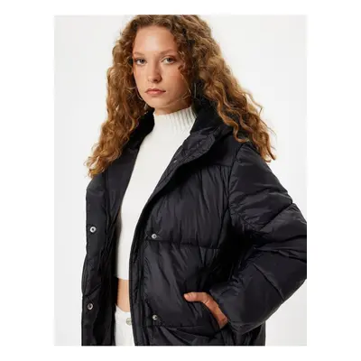 Koton Puffer Jacket with Hood, Zipper, Pocket Detail, Snap Buttons