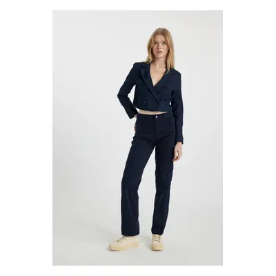 DEFACTO Cool Gabardine Trousers Straight Fit Cargo Pocket High Waist