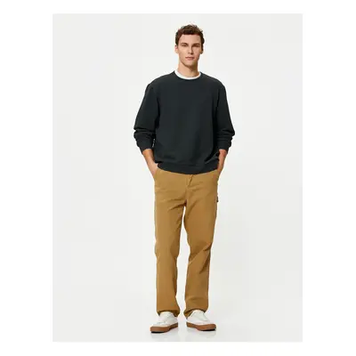 Koton Basic Sweater Crew Neck Long Sleeve with Fabric Detail