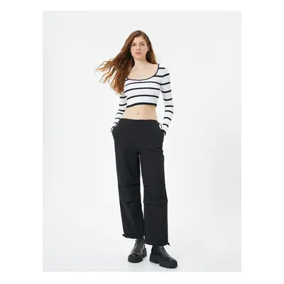 Koton Oversize Parachute Trousers with Floor Detail Pockets Cotton