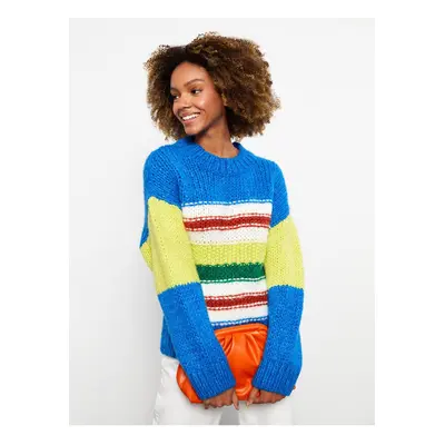 LC Waikiki Crew Neck Color Blocked Long Sleeve Women's Knitwear Sweater