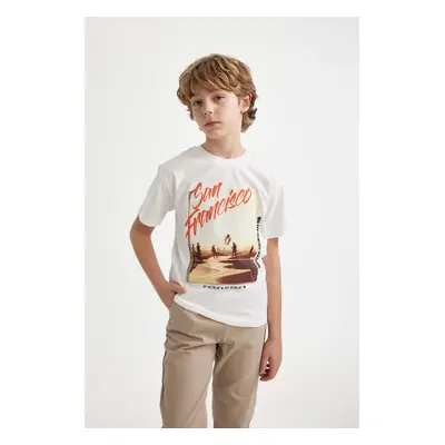 DEFACTO Boy's Crew Neck Printed Short Sleeve T-Shirt