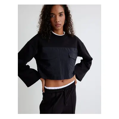 Koton Crop Sweatshirt Parachute Fabric Detail Comfortable Pattern