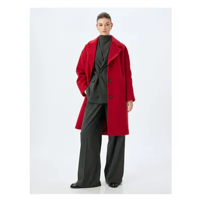 Koton Wool Blend Belted Buttoned Double Breasted Long Cashmere Coat