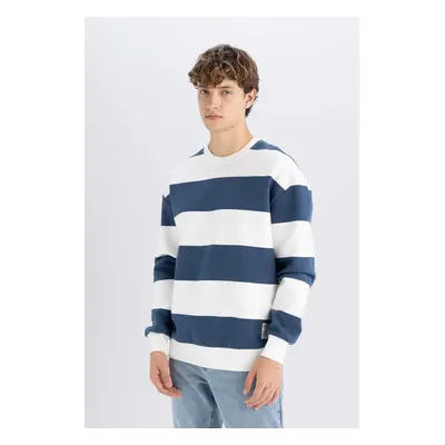 DEFACTO Boxy Fit Crew Neck Striped Sweatshirt