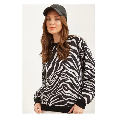 Olalook Women's Zebra Basic Soft Texture Casual Sweatshirt