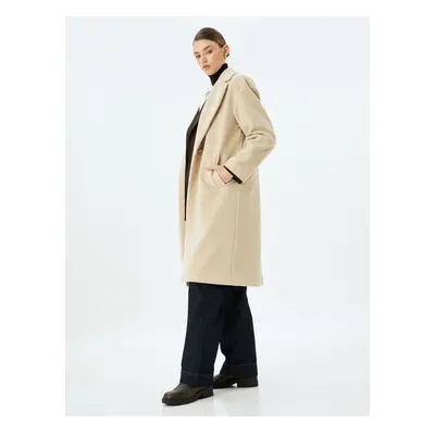 Koton Buttoned Double Breasted Long Cashmere Coat