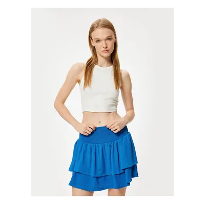 Koton Mini Skirt Wrapped Gimped Layered Waist With Elastic Waist Comfortable Fit