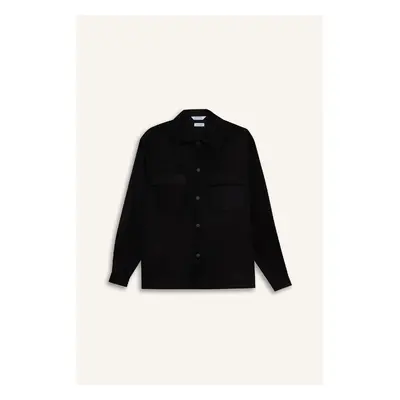 DEFACTO Relax Fit Lumberjack Basic Plain Long Sleeve Shirt Jacket