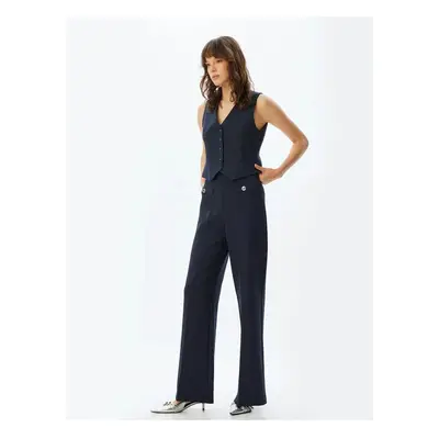 Koton Women's Trousers Navy Blue 5wak40111uw