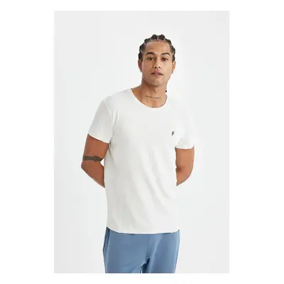 DEFACTO Fit White Slim Fit Slim Cut Crew Neck Sports Short Sleeve T-Shirt