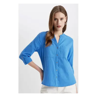 DEFACTO Regular Fit Long Sleeve Linen Look Shirt