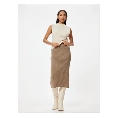 Koton Standard Waist Midi Knitted Pencil Skirt