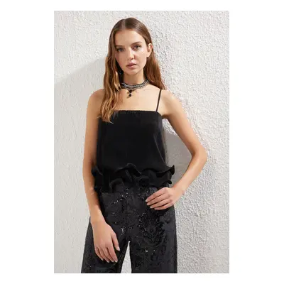 Trendyol Black Pleated Knitted Blouse