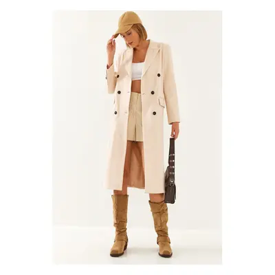 Bianco Lucci Women's Buttoned Sleeve Cashmere Coat