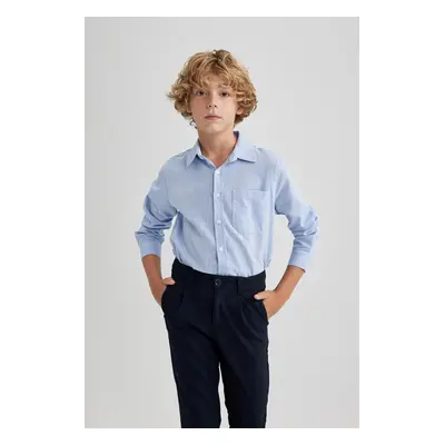 DEFACTO Boys Blue Oxford Long Sleeve School Shirt