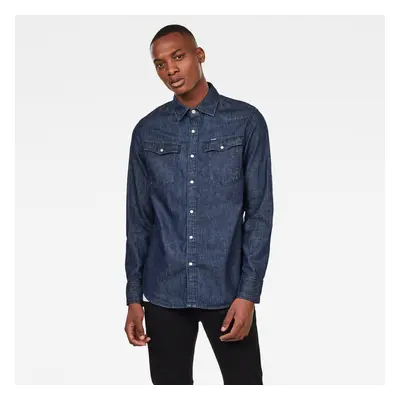 G-STAR Shirt - slim shirt l\s dark blue