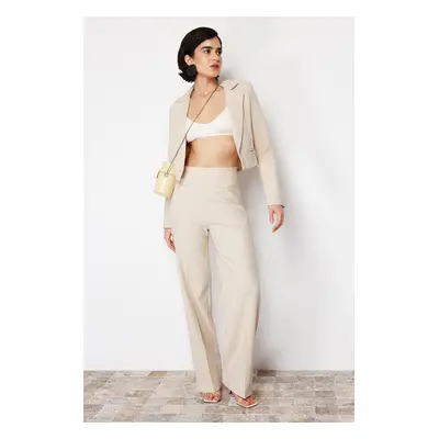 Trendyol Ecru Premium Wide Leg/Wide Leg Woven Trousers