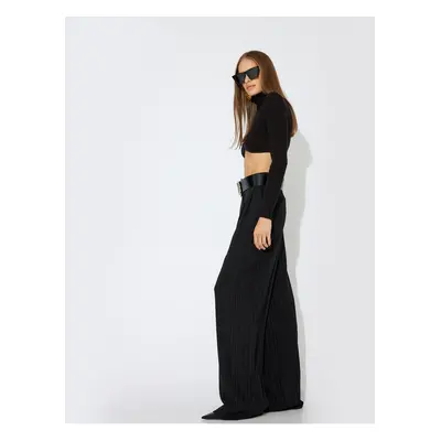 Koton X Zeynep Bastık - Pleated Detailed High Waist Palazzo Trousers with Pockets