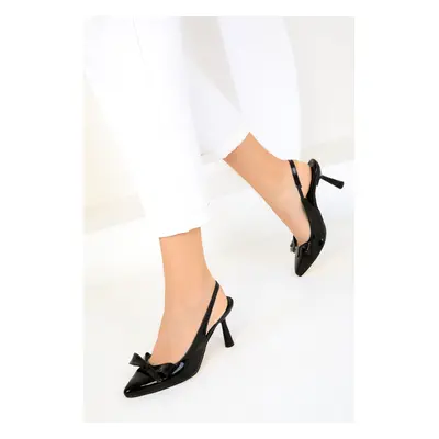 Soho Women's Black Patent Leather Classic Heeled Shoes