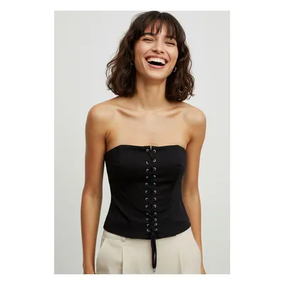 Trendyol Black Tie Detail Woven Bustier