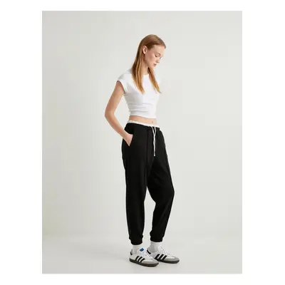 Koton Jogger Trousers Double Waist Detailed Tie Ribbed