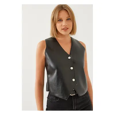 Bianco Lucci Women's Leather Plush Vest