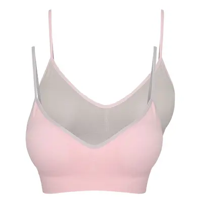 Trendyol Grey-Powder 2-Pack Seamless/Seamless Non-Padded Non-Underwire Cupped Bustier Knitted Br