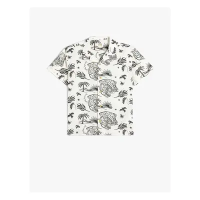 Koton Shirt Tiger Printed Floral Short Sleeve Pocket Cotton