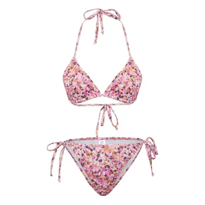 Trendyol Floral Patterned Triangle Tied Textured Bikini Set