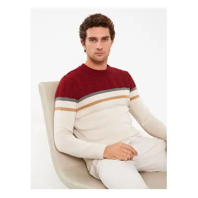 LC Waikiki Crew Neck Long Sleeve Color Block Men's Knitwear Sweater