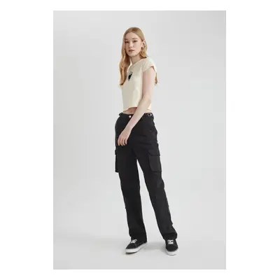 DEFACTO Cool Straight Fit Gabardine Trousers with Cargo Pocket