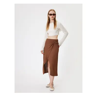 Koton Midi Skirt Double Breasted Standard Waist with Metal Accessories