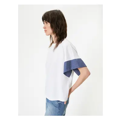 Koton T-Shirt Short Sleeve Slit Detailed