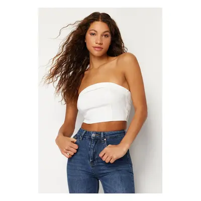 Trendyol Ecru Strapless Corset Crop Woven Blouse