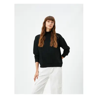 Koton Stand Collar Sweatshirt Textured Long Sleeve