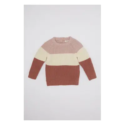 DEFACTO Baby Girl Color Blocked Crew Neck Knitwear Sweater